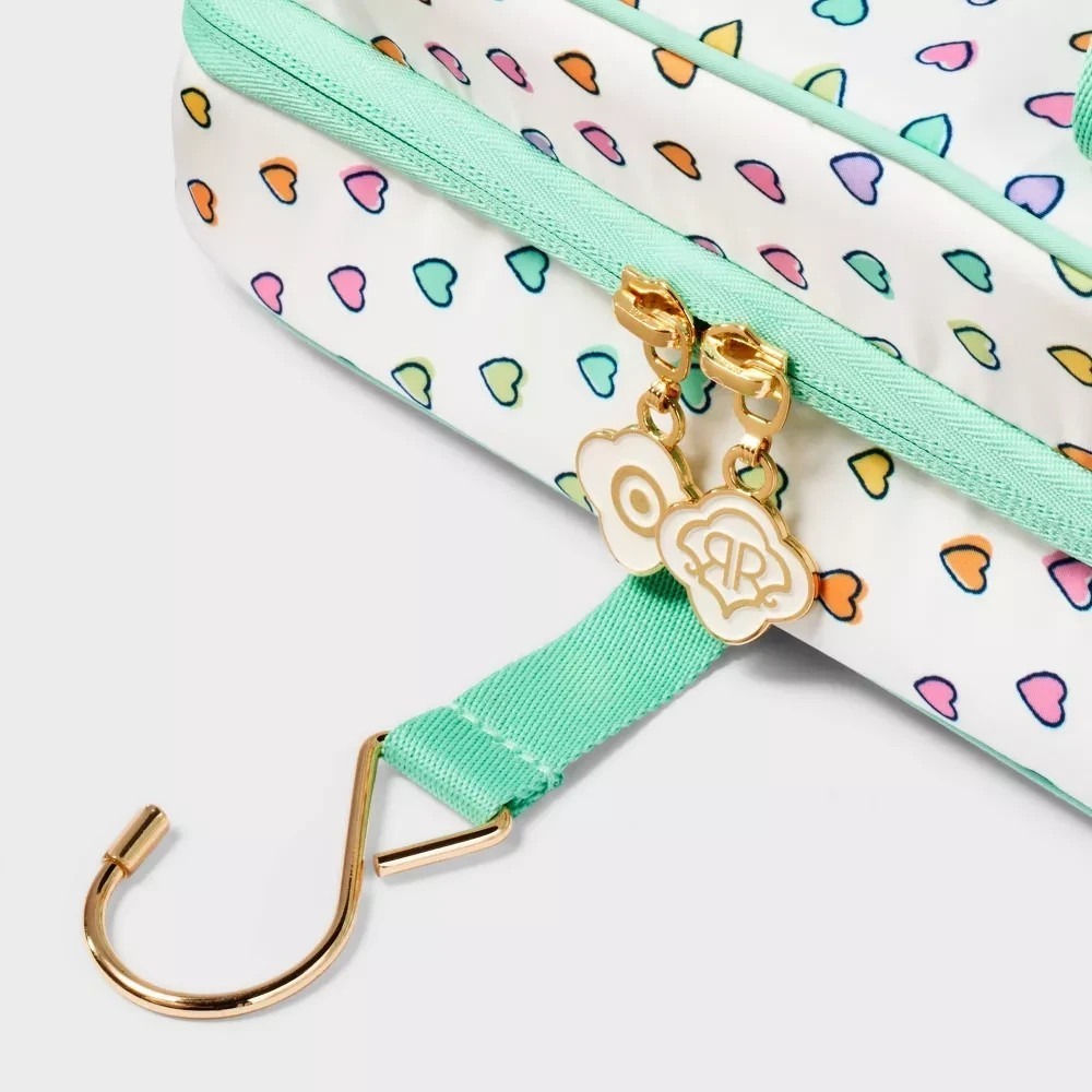 Roller Rabbit x Target Hanging Toiletry Bag White Teal Disco Hearts Travel Case - Picture 3 of 4